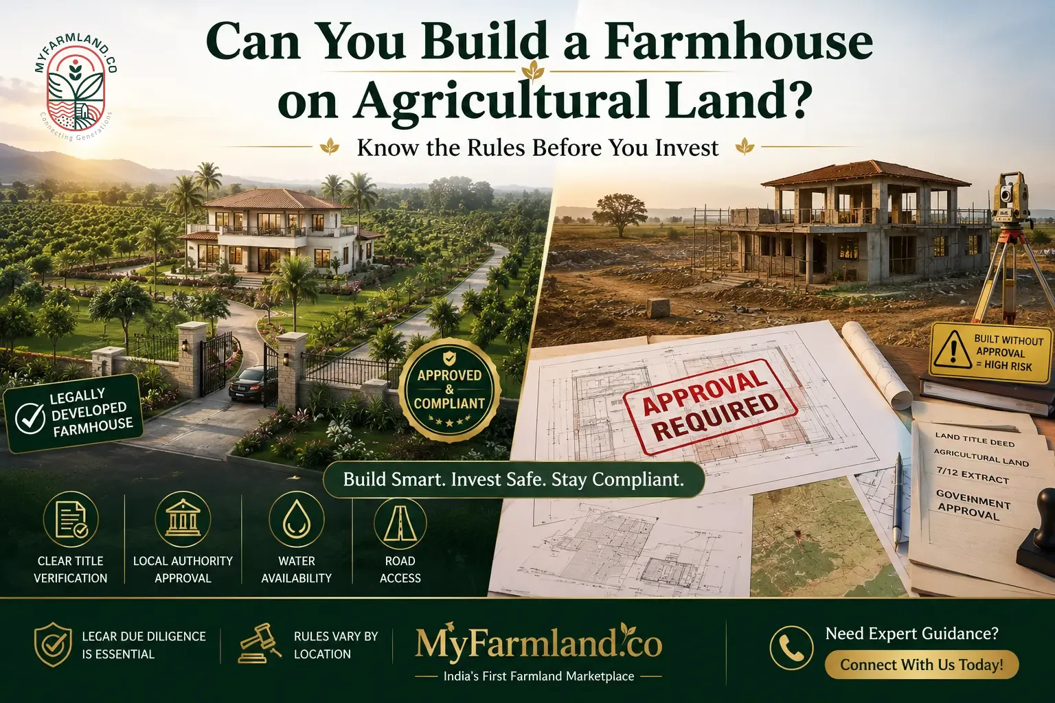 Farmhouse on Agricultural Land: What Is Legally Allowed in India? (2026 Guide) | MyFarmland.co